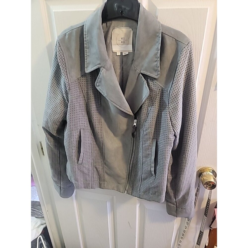 Anthropologie Vegan Suede Moto Jacket by Hei Hei $188 Sz Large
